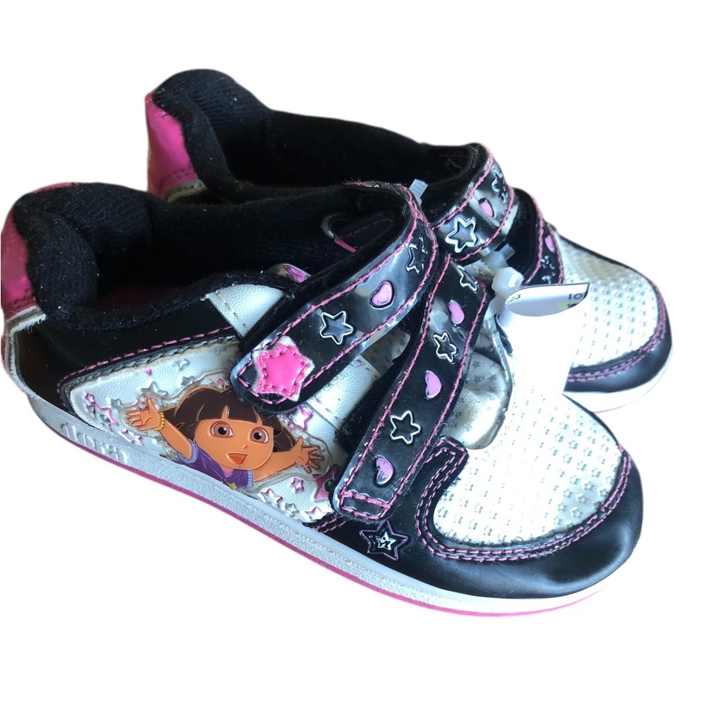 Dora the Explorer Size 10 Kids Sneakers- Black and Pink